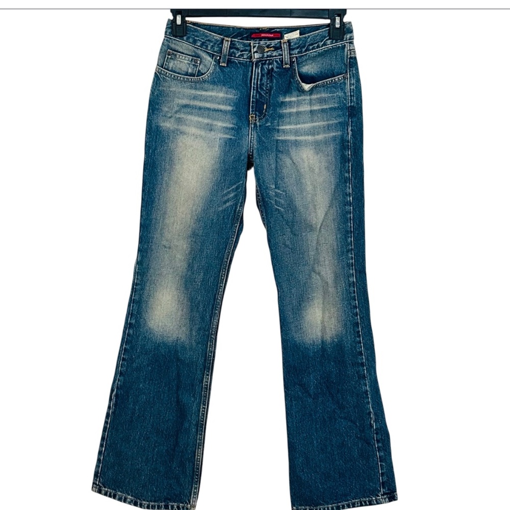BCBGMAXAZRIA Women's Jeans, Size 5/6 R, Flare Fit, Mid Rise, Medium Wash